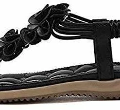 Nuheel Woman Womens Flat Casual Sandals Anti-Slip Rubber Sole Floral Pattern Skin Friendly Slipper