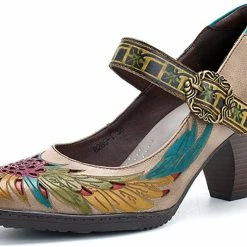 Nuheel® Womens Leather Pumps Walking Shoes Ladies Low Mid Heel Court Shoes Woman