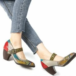 Nuheel® Womens Leather Pumps Walking Shoes Ladies Low Mid Heel Court Shoes Woman