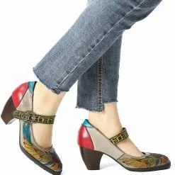 Nuheel® Womens Leather Pumps Walking Shoes Ladies Low Mid Heel Court Shoes Woman