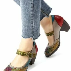 Nuheel® Womens Leather Pumps Walking Shoes Ladies Low Mid Heel Court Shoes Woman