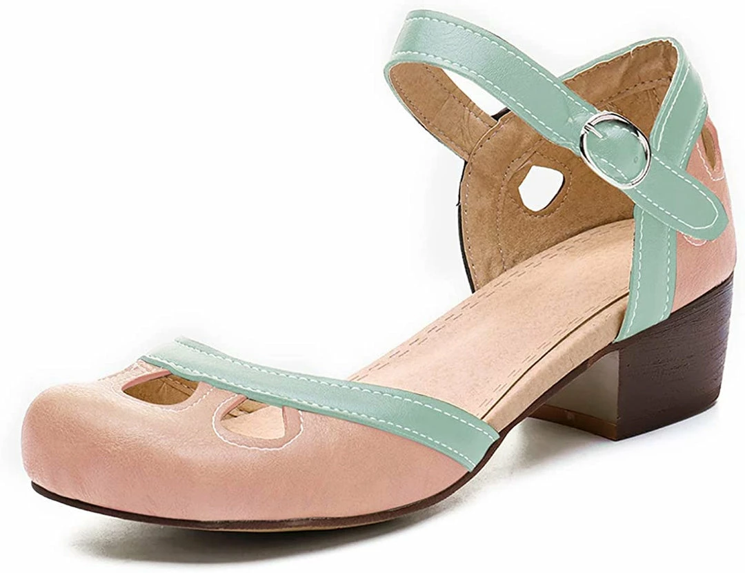 Nuheel® Women Leather Pumps Shoes Block Heel Mary Jane Pumps 10 Nuheel® Women Leather Pumps Shoes Block Heel Mary Jane Pumps