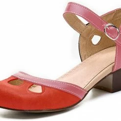 Nuheel® Women Leather Pumps Shoes Block Heel Mary Jane Pumps