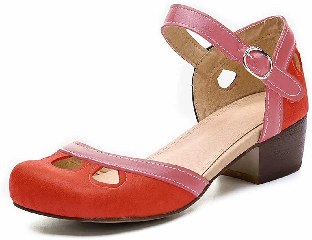 Nuheel® Women Leather Pumps Shoes Block Heel Mary Jane Pumps 3 Nuheel® Women Leather Pumps Shoes Block Heel Mary Jane Pumps