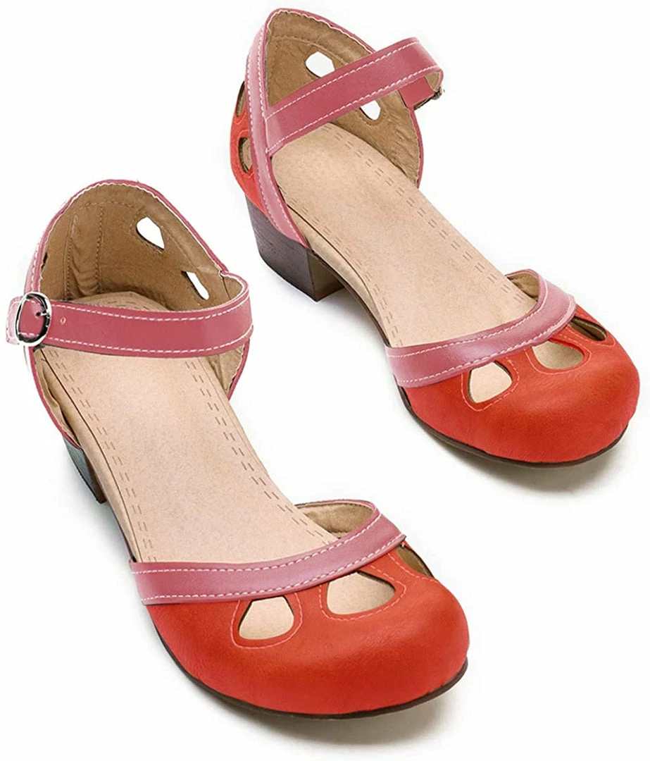 Nuheel® Women Leather Pumps Shoes Block Heel Mary Jane Pumps 6 Nuheel® Women Leather Pumps Shoes Block Heel Mary Jane Pumps