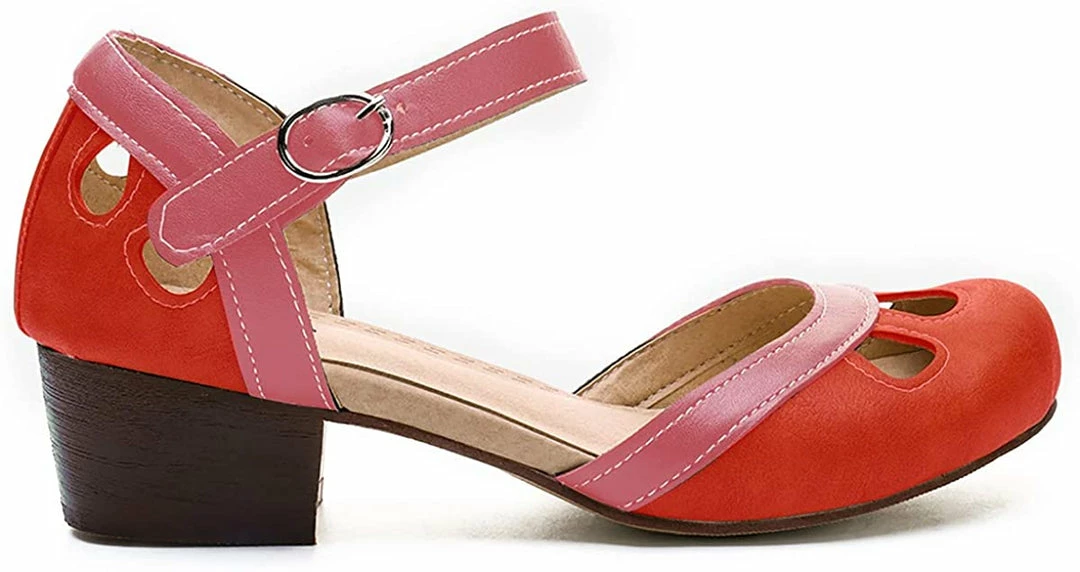 Nuheel® Women Leather Pumps Shoes Block Heel Mary Jane Pumps 7 Nuheel® Women Leather Pumps Shoes Block Heel Mary Jane Pumps