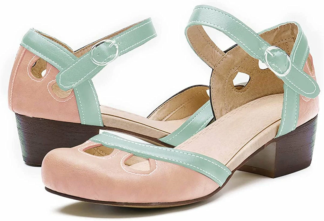 Nuheel® Women Leather Pumps Shoes Block Heel Mary Jane Pumps 11 Nuheel® Women Leather Pumps Shoes Block Heel Mary Jane Pumps