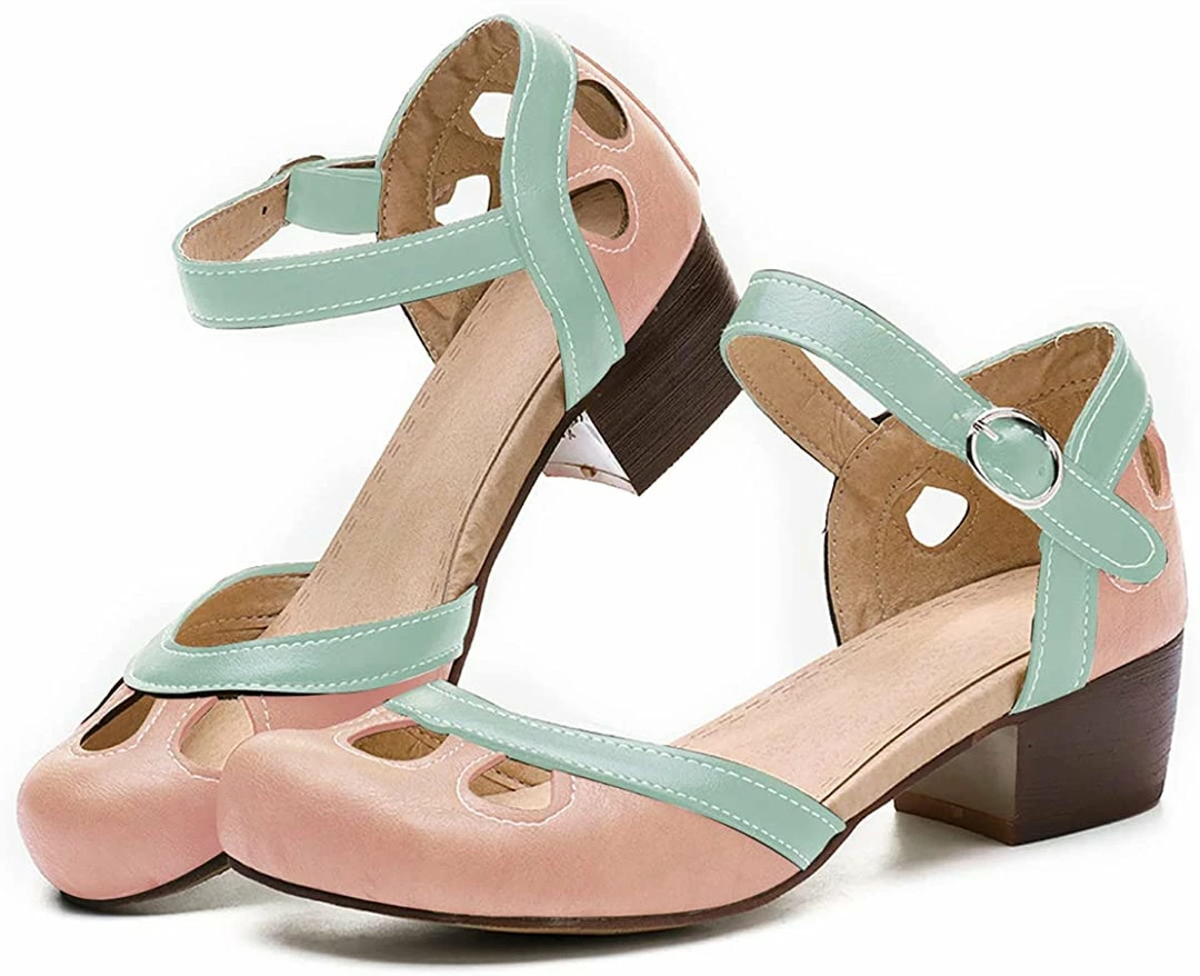 Nuheel® Women Leather Pumps Shoes Block Heel Mary Jane Pumps 12 Nuheel® Women Leather Pumps Shoes Block Heel Mary Jane Pumps