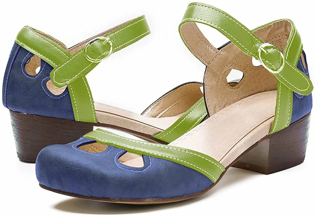 Nuheel® Women Leather Pumps Shoes Block Heel Mary Jane Pumps 18 Nuheel® Women Leather Pumps Shoes Block Heel Mary Jane Pumps