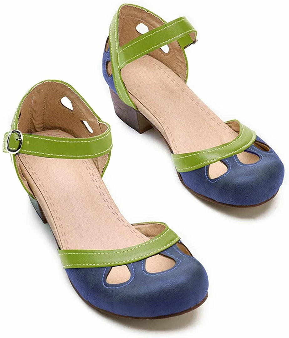 Nuheel® Women Leather Pumps Shoes Block Heel Mary Jane Pumps 20 Nuheel® Women Leather Pumps Shoes Block Heel Mary Jane Pumps