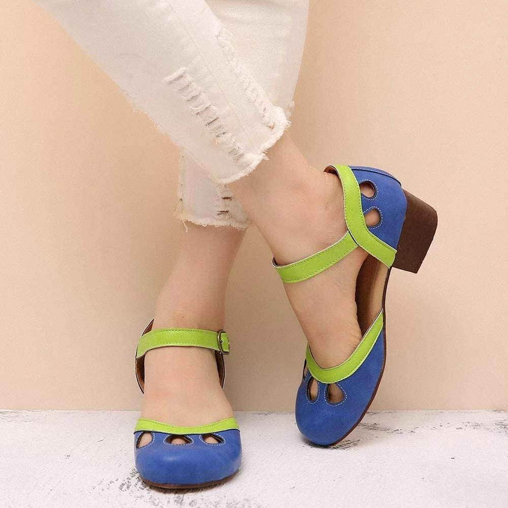 Nuheel® Women Leather Pumps Shoes Block Heel Mary Jane Pumps 23 Nuheel® Women Leather Pumps Shoes Block Heel Mary Jane Pumps