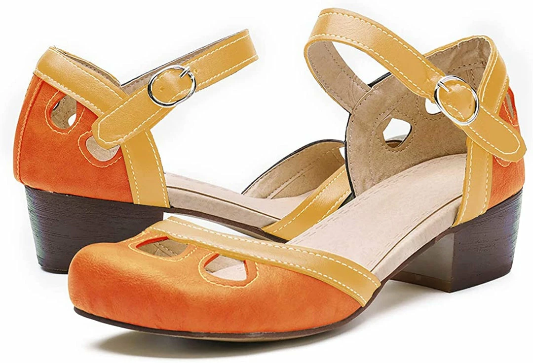 Nuheel® Women Leather Pumps Shoes Block Heel Mary Jane Pumps 25 Nuheel® Women Leather Pumps Shoes Block Heel Mary Jane Pumps