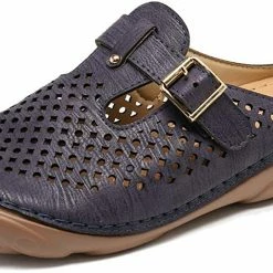 Nuheel® Womens Wedge Mule Clogs Closed Toe Hollow Out Retro Slippers