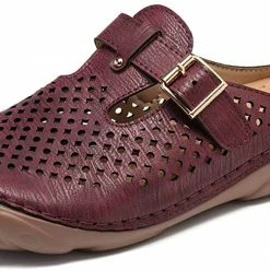 Nuheel® Womens Wedge Mule Clogs Closed Toe Hollow Out Retro Slippers