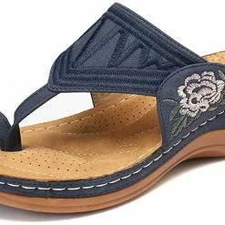 Nuheel® Womens Wedges Sandals T Strap Slipper Shoes Clip Toe Walking Post Thong Shoes