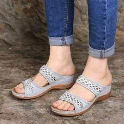 Nuheel® Womens Wedges Sandals Summer Comfort Open Toe Casual Wedges Sandals