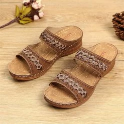 Nuheel® Womens Wedges Sandals Summer Comfort Open Toe Casual Wedges Sandals