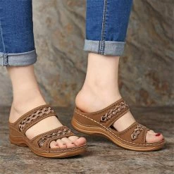 Nuheel® Womens Wedges Sandals Summer Comfort Open Toe Casual Wedges Sandals