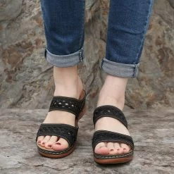 Nuheel® Womens Wedges Sandals Summer Comfort Open Toe Casual Wedges Sandals