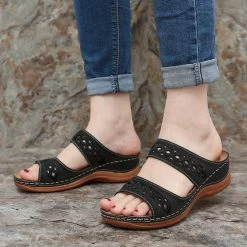 Nuheel® Womens Wedges Sandals Summer Comfort Open Toe Casual Wedges Sandals