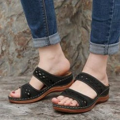 Nuheel® Womens Wedges Sandals Summer Comfort Open Toe Casual Wedges Sandals