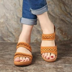 Nuheel® Womens Wedges Sandals Summer Comfort Open Toe Casual Wedges Sandals