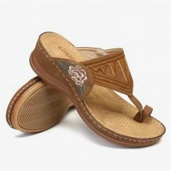 Nuheel® Womens Wedges Sandals T Strap Slipper Shoes Clip Toe Walking Post Thong Shoes