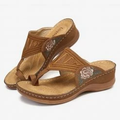 Nuheel® Womens Wedges Sandals T Strap Slipper Shoes Clip Toe Walking Post Thong Shoes