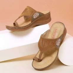 Nuheel® Womens Wedges Sandals T Strap Slipper Shoes Clip Toe Walking Post Thong Shoes