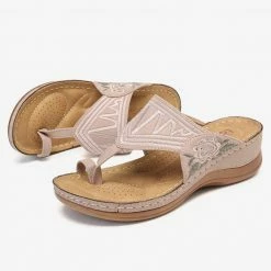 Nuheel® Womens Wedges Sandals T Strap Slipper Shoes Clip Toe Walking Post Thong Shoes