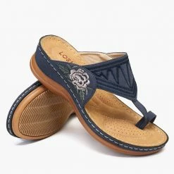 Nuheel® Womens Wedges Sandals T Strap Slipper Shoes Clip Toe Walking Post Thong Shoes