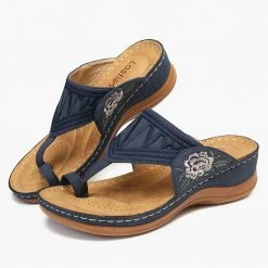 Nuheel® Womens Wedges Sandals T Strap Slipper Shoes Clip Toe Walking Post Thong Shoes