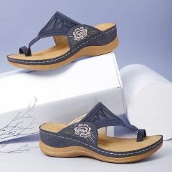 Nuheel® Womens Wedges Sandals T Strap Slipper Shoes Clip Toe Walking Post Thong Shoes