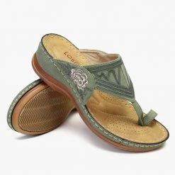 Nuheel® Womens Wedges Sandals T Strap Slipper Shoes Clip Toe Walking Post Thong Shoes