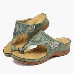 Nuheel® Womens Wedges Sandals T Strap Slipper Shoes Clip Toe Walking Post Thong Shoes