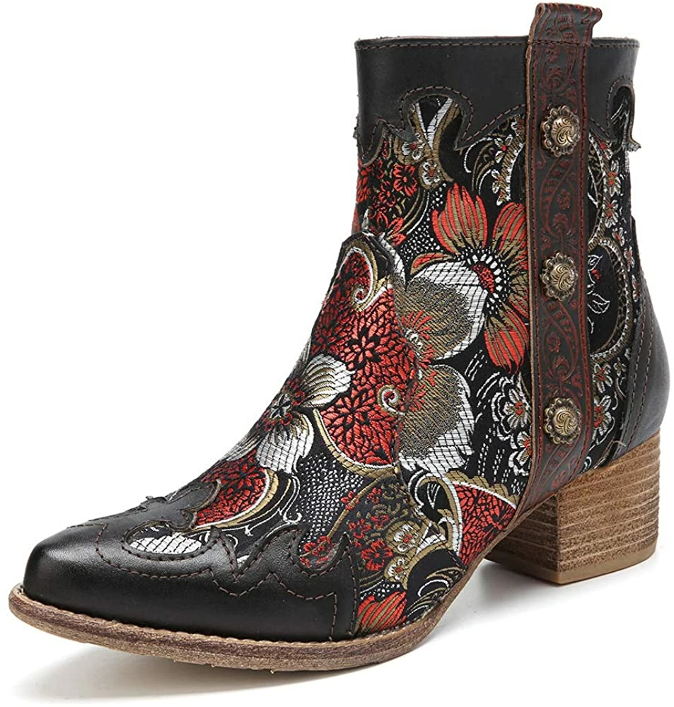 Nuheel® Womens Winter Boots Leather Ankle Boots Low Block Heel Comfort Boots 4 Nuheel® Womens Winter Boots Leather Ankle Boots Low Block Heel Comfort Boots