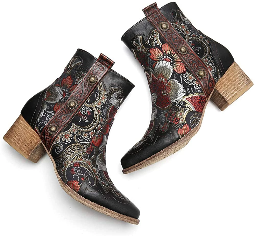 Nuheel® Womens Winter Boots Leather Ankle Boots Low Block Heel Comfort Boots 6 Nuheel® Womens Winter Boots Leather Ankle Boots Low Block Heel Comfort Boots