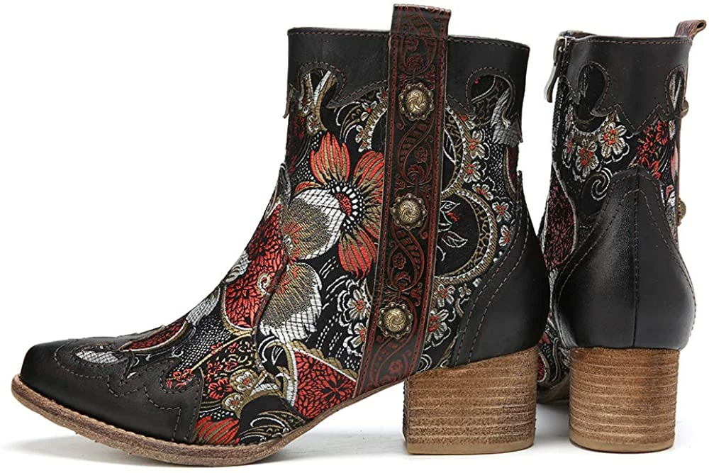 Nuheel® Womens Winter Boots Leather Ankle Boots Low Block Heel Comfort Boots 7 Nuheel® Womens Winter Boots Leather Ankle Boots Low Block Heel Comfort Boots