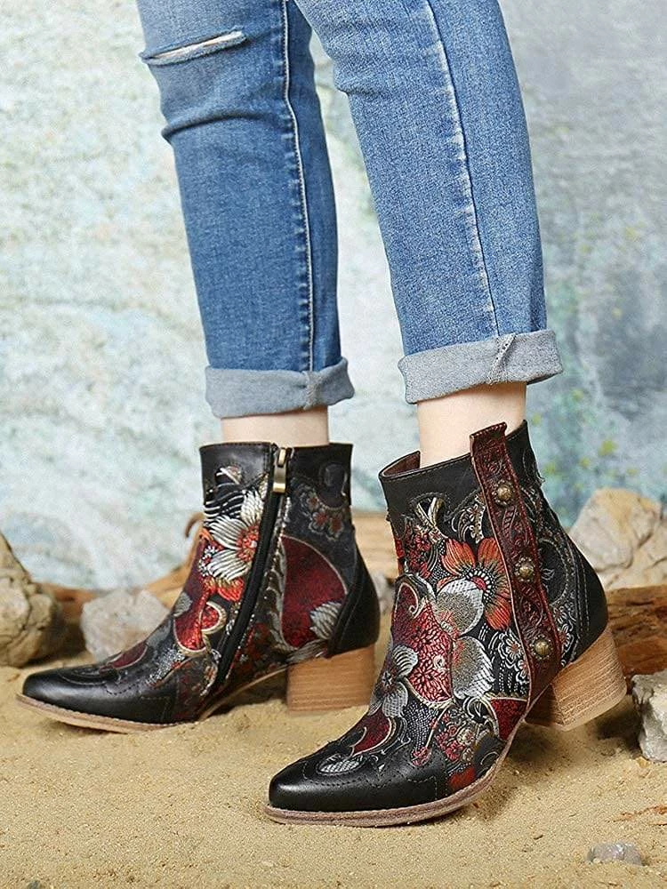 Nuheel® Womens Winter Boots Leather Ankle Boots Low Block Heel Comfort Boots 3 Nuheel® Womens Winter Boots Leather Ankle Boots Low Block Heel Comfort Boots