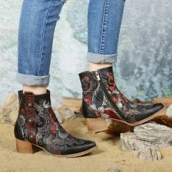 Nuheel® Womens Winter Boots Leather Ankle Boots Low Block Heel Comfort Boots 15 Nuheel® Womens Winter Boots Leather Ankle Boots Low Block Heel Comfort Boots