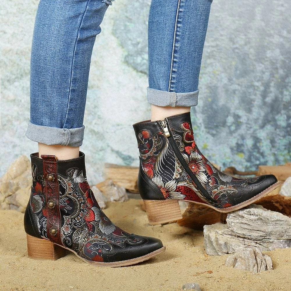 Nuheel® Womens Winter Boots Leather Ankle Boots Low Block Heel Comfort Boots 9 Nuheel® Womens Winter Boots Leather Ankle Boots Low Block Heel Comfort Boots