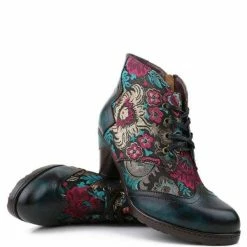 Nuheel® Nuheel Retro Bohemian Ethnic Style Ankle Boots Leather Handmade Short Boots 14 Nuheel® Nuheel Retro Bohemian Ethnic Style Ankle Boots Leather Handmade Short Boots