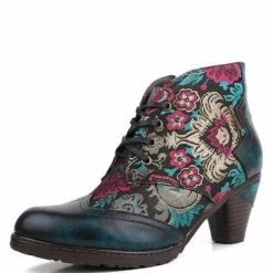 Nuheel® Nuheel Retro Bohemian Ethnic Style Ankle Boots Leather Handmade Short Boots