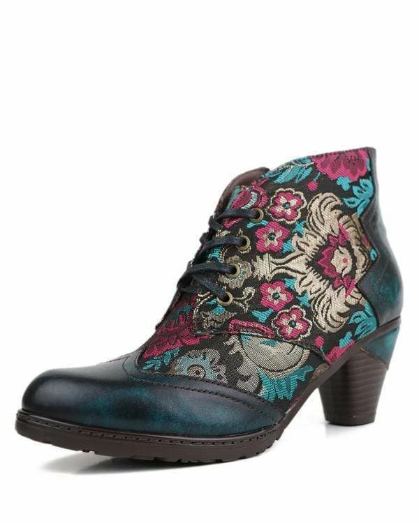 Nuheel® Nuheel Retro Bohemian Ethnic Style Ankle Boots Leather Handmade Short Boots 3 Nuheel® Nuheel Retro Bohemian Ethnic Style Ankle Boots Leather Handmade Short Boots