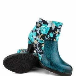 Nuheel® Ankle & Bootie Nuheel Mid Heel Women's Ankle Boots Round Head Side Zipper Ethnic Fashion Short Boots