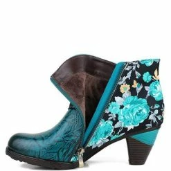 Nuheel® Ankle & Bootie Nuheel Mid Heel Women's Ankle Boots Round Head Side Zipper Ethnic Fashion Short Boots