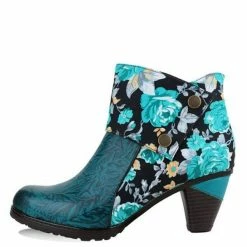 Nuheel® Ankle & Bootie Nuheel Mid Heel Women's Ankle Boots Round Head Side Zipper Ethnic Fashion Short Boots